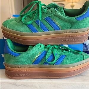 Adidas Gazelle Green with Blue Highlights